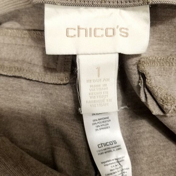 Chico's Lindy Side-Zip Pants Womens 1 Brown Straight Flat front Dark Wash - Picture 10 of 12